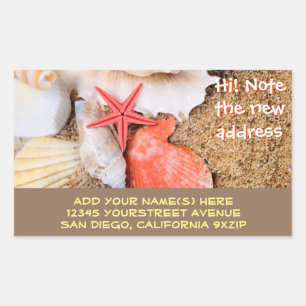 Seashells Starfish Sandy Beach Rectangular Sticker