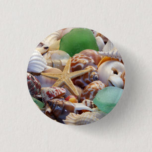 Seashells Starfish & Sea Glass Button