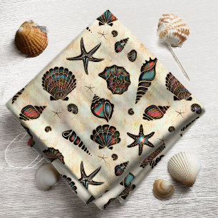 Seashells Starfish Watercolor Rainbow ID782 Fabric