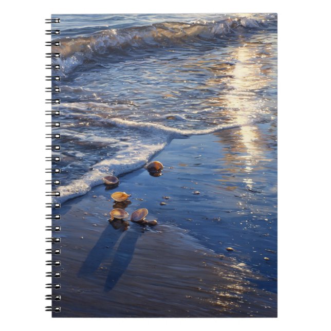 Seashells Sunset Ocean Waves Notebook (Front)