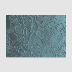 Seashells Teal Ocean Beach Metallic Decoupage Tissue Paper