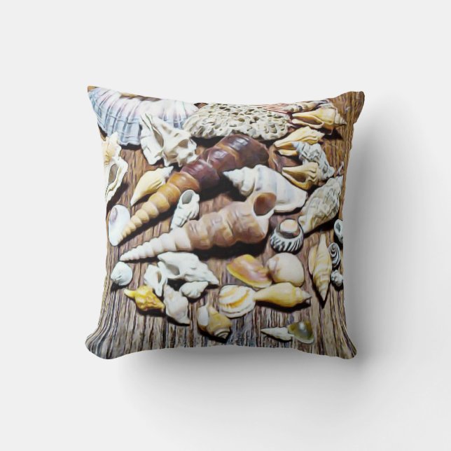 Seashells Throw Pillow (Front)