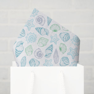 Seashells Tissue Paper, Decoupage Beach Coastal Paper