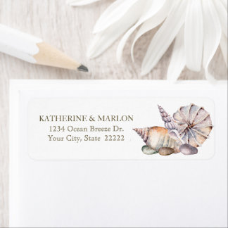 Seashells Watercolor Nautical Return Address