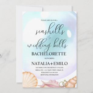 Seashells Wedding Bells Bachelorette Invitations 
