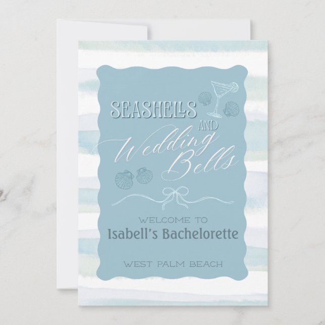 Seashells & Wedding Bells Bachelorette Itinerary  Invitation (Front)