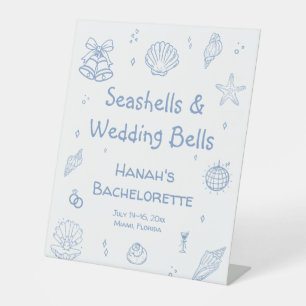 Seashells & Wedding Bells Bachelorette Party Pedestal Sign