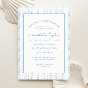 Seashells & Wedding Bells Bridal Shower Coastal Invitation