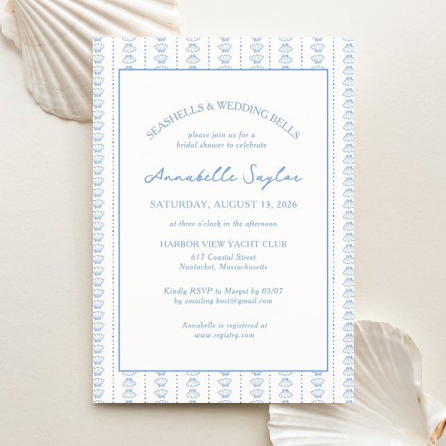 Seashells & Wedding Bells Bridal Shower Coastal Invitation (Creator Uploaded)