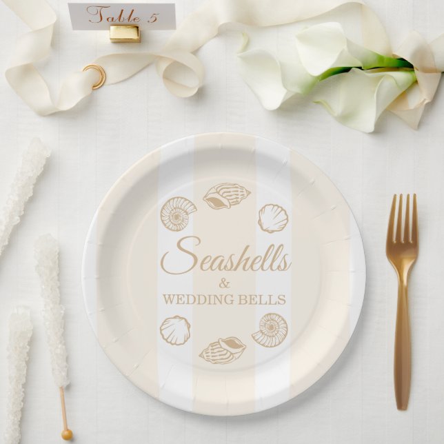 Seashells & Wedding Bells Bridal Shower Paper Plate (Wedding)