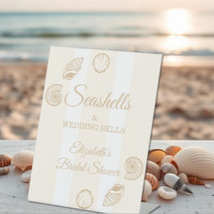 Seashells & Wedding Bells Bridal Shower Pedestal Sign