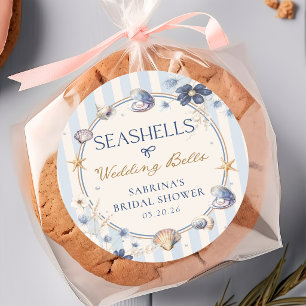 Seashells & Wedding Bells Bridal Shower Sticker