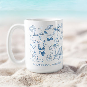 Seashells wedding bells bridesmaids gifts custom coffee mug