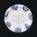 Seashells & Wedding Bells Elegant Bridal Shower  Paper Plate<br><div class="desc">This is a Seashells and Wedding Bells Elegant Ocean Blue Seashells Bridal Shower Welcome Sign!</div>