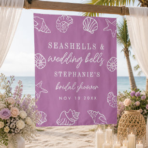 Seashells Wedding Bells Mauve Purple Bridal Shower Tapestry