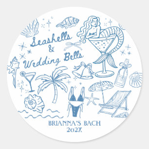 Seashells wedding bells mermaid bachelorette party classic round sticker