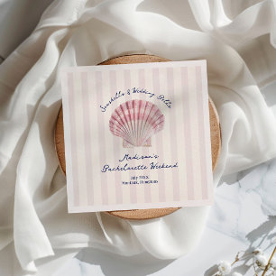 Seashells & Wedding Bells Pink Navy Bachelorette Napkin