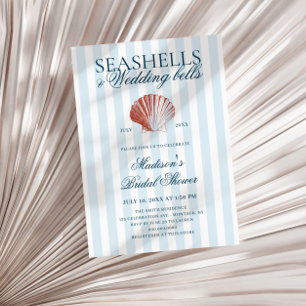 Seashells & Wedding Bells Striped Bridal Shower Invitation