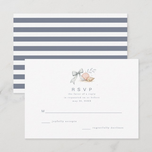 Seashells & Wedding Bells Wedding RSVP Card (Front/Back)