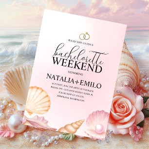 Seashells Weekend Beach Bachelorette Invitations 