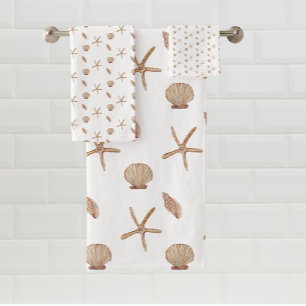Seashells White  Bath Towel Set