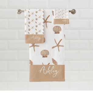 Seashells White  Bath Towel Set