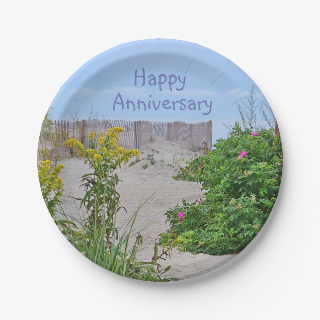Seashore Anniversary Paper Plate (Front)