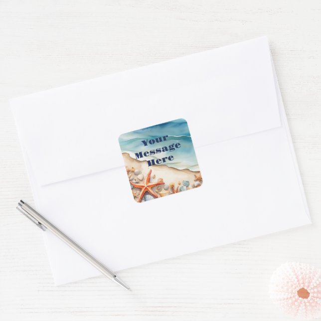 Seashore Bliss Beach Party Square Sticker (Envelope)