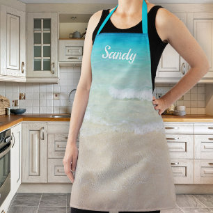 Seashore Coastal Scene Name Big Design Apron