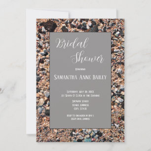 Seashore Coral Sand & Shells, Modern Beach, Bridal Invitation