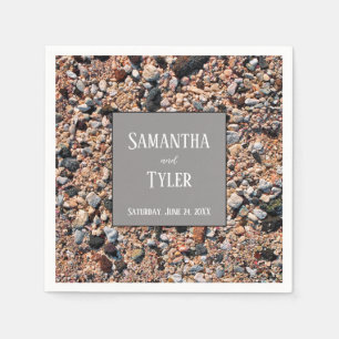 Seashore Coral Sand & Shells, Modern Beach Wedding Napkin