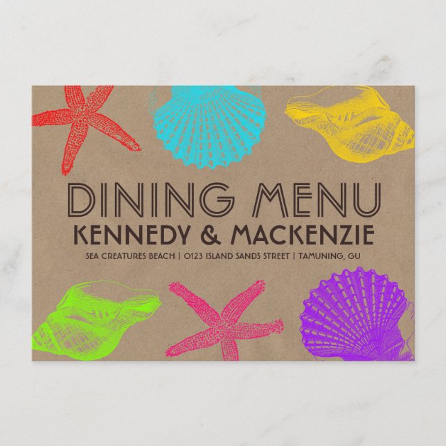 Seashore Craft Wedding Menu (Front)