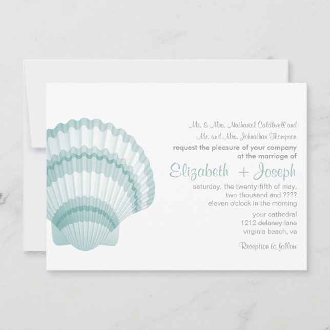 Seashore Elegance Wedding Invitation (Front)