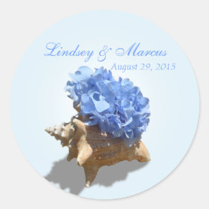 Seashore Hydrangea Blue Classic Round Sticker