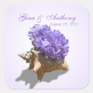 Seashore Hydrangea Purple Square Sticker