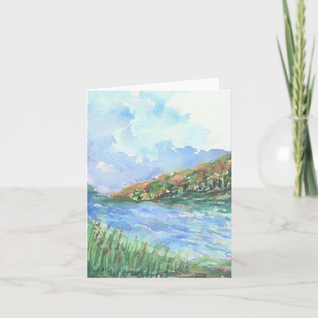 seashore landscape watercolor blank note cards (Front)