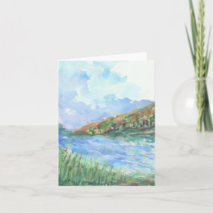seashore landscape watercolor blank note cards