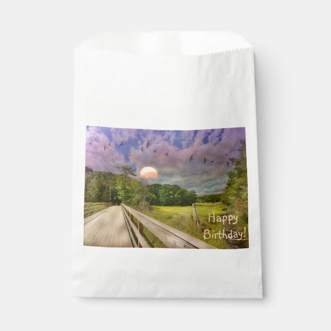 Seashore Marsh Sunset Birthday Favour Bags (Front)