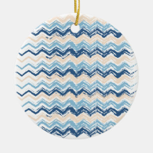 Seashore Scribble ZigZag Ceramic Tree Decoration