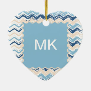 Seashore Scribble ZigZag Ceramic Tree Decoration