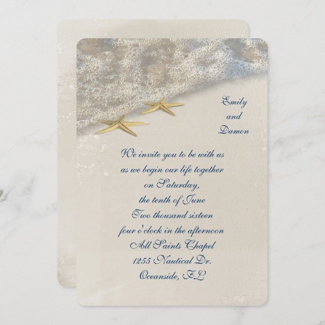 Seashore Starfish Wedding Invitation (Front/Back)