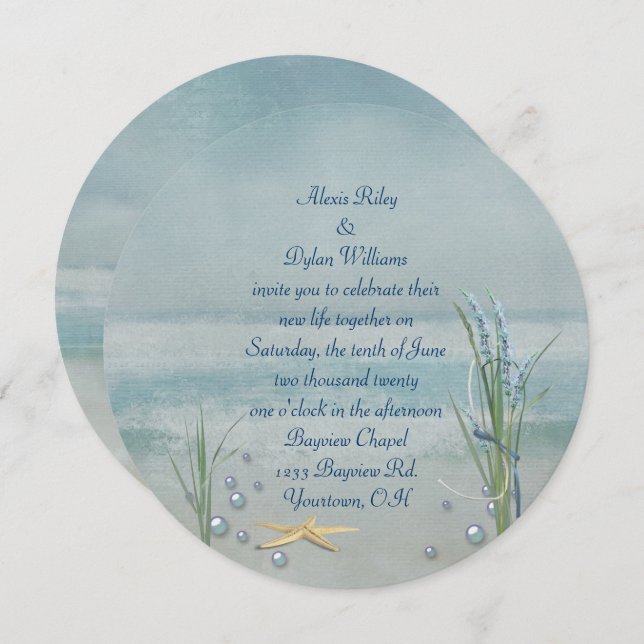 Seashore Starfish Wedding Invite (Front/Back)