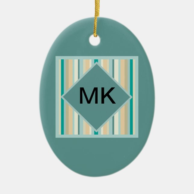 Seashore Stripes Pattern Ceramic Tree Decoration (Front)