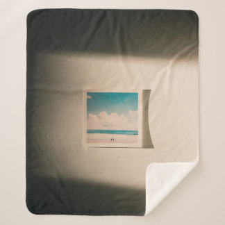 Seashore under cloudy sky in the morning photo sherpa blanket