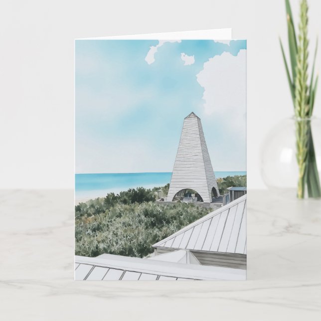 Seaside 30A Florida Watercolor Greeting Card (Front)