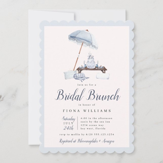 Seaside Beach Bridal Brunch Shower  Invitation (Front)