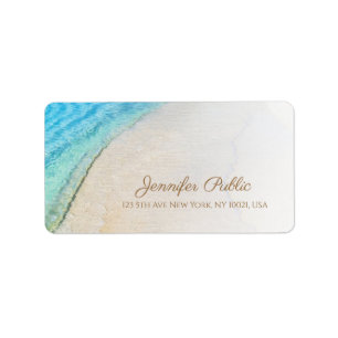 Seaside Beach Modern Handwritten Script Address Label