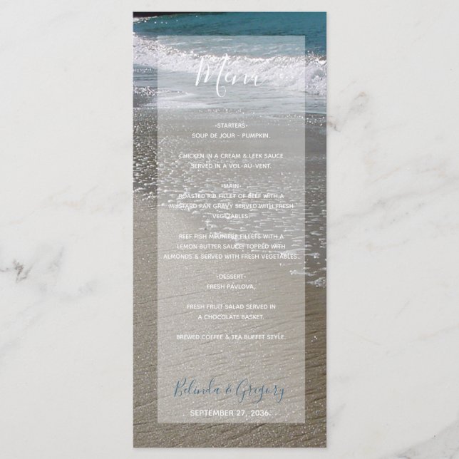 Seaside Beach & Sand Wedding Menu (Front)