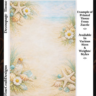 Seaside Beach Shell & Starfish Frame FE9 Decoupage Tissue Paper