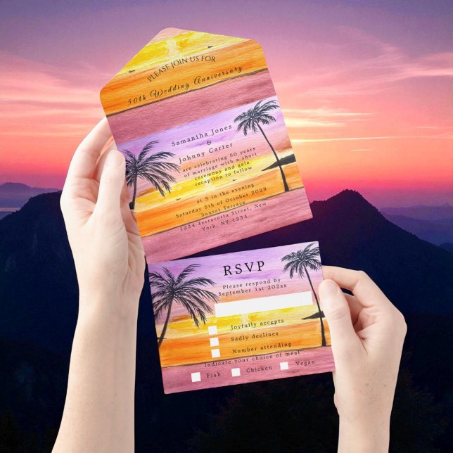 Seaside Beach Tropical Wedding Anniversary All In One Invitation (Creator Uploaded)